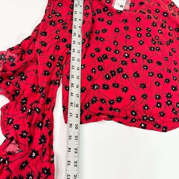 Express Shirt Womens Small Crew Neck Long Bell Sleeve Floral Red New - Picture 5 of 12